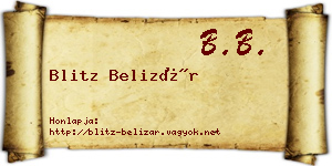 Blitz Belizár névjegykártya